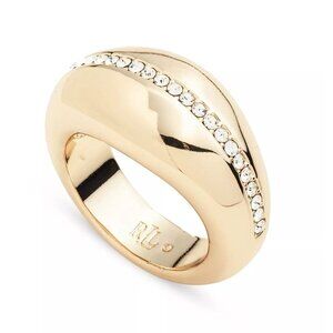 Lauren Ralph Lauren Gold-Tone Crystal Sculptured Dome Ring Size 7
